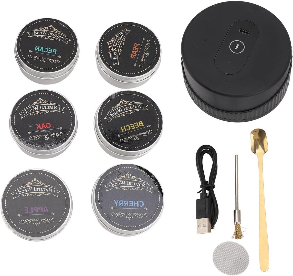 Whisky Roker Set met Elektrische Roker - Roker Kit voor Cocktails - Inclusief 6 Houtchips