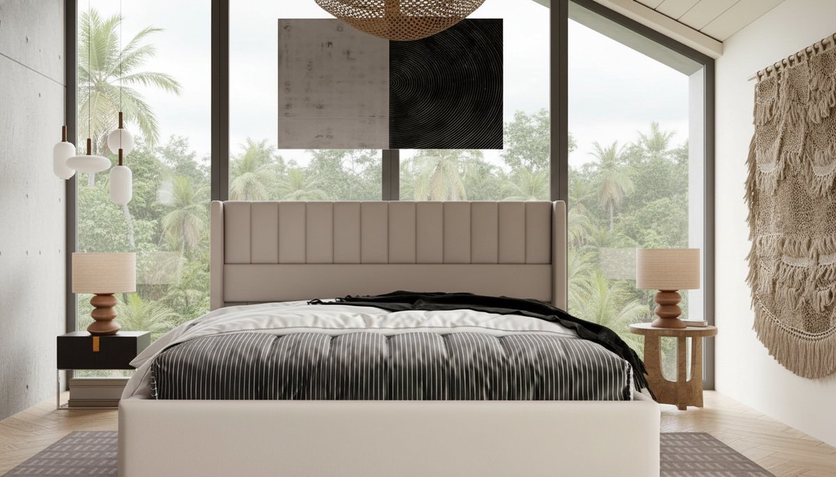 Gestoffeerd Bed 160x200 cm met Opbergruimte – Casa Velluto Luxe Tweepersoonsbed met Hydraulische Opberglade, Lattenbodem en Gestoffeerd Hoofdbord – Modern Linnen & Metaal Bedframe – Beige