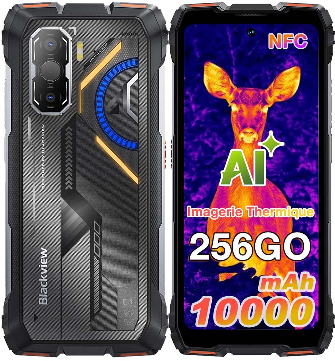 Smartphone Blackview ROCK 3 - 24GB RAM - 256GB ROM - 4G - Android 16 - 6.78inch 120Hz - 10000mAh - 108MP camera - BT5.2 - IP69K - NFC - OTG - GPS - Oranje