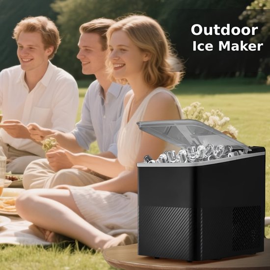 Compacte Aanrecht IJsblokjesmachine - 9 IJsblokjes in 5 Minuten - Kogelvormige IJsblokjes - Zelfreinigend - 220-240V - Met IJsschep & Mandje - Ideaal voor Thuis & Feesten - Zwart van Merkloos — afbeelding 4