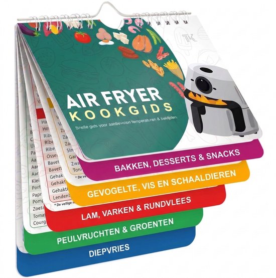 Airfryer Kookgids - Baktijden en Temperaturen - Meer dan 120 etenswaren - Airfryer Kookboek Nederlandstalig - Airfryer accessoires