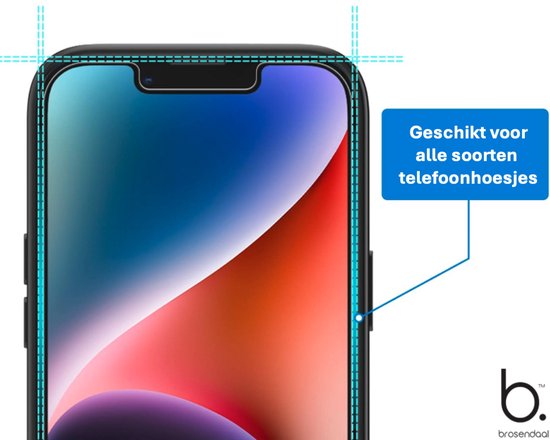 Screenprotector geschikt voor alle telefoonhoesjes, met een nauwkeurige pasvorm.