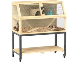 Lifero Hamsterkooi - Houten Knaagdieren kooi met Opbergruimte – Caviakooi – Rattenkooi – Knaagdierhok - 87 x 43 x 101 cm
