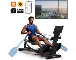 MERACH 2026 Roeimachine met Magnetisch systeem - 7 trainingsmodi roeitrainer - Ergonomisch zitje - LCD-display - Tablet-houder - Interactieve app - Bluetooth - Kinomap-compatibel - Full-body training - 36 kg weerstand - Tot 158 kg