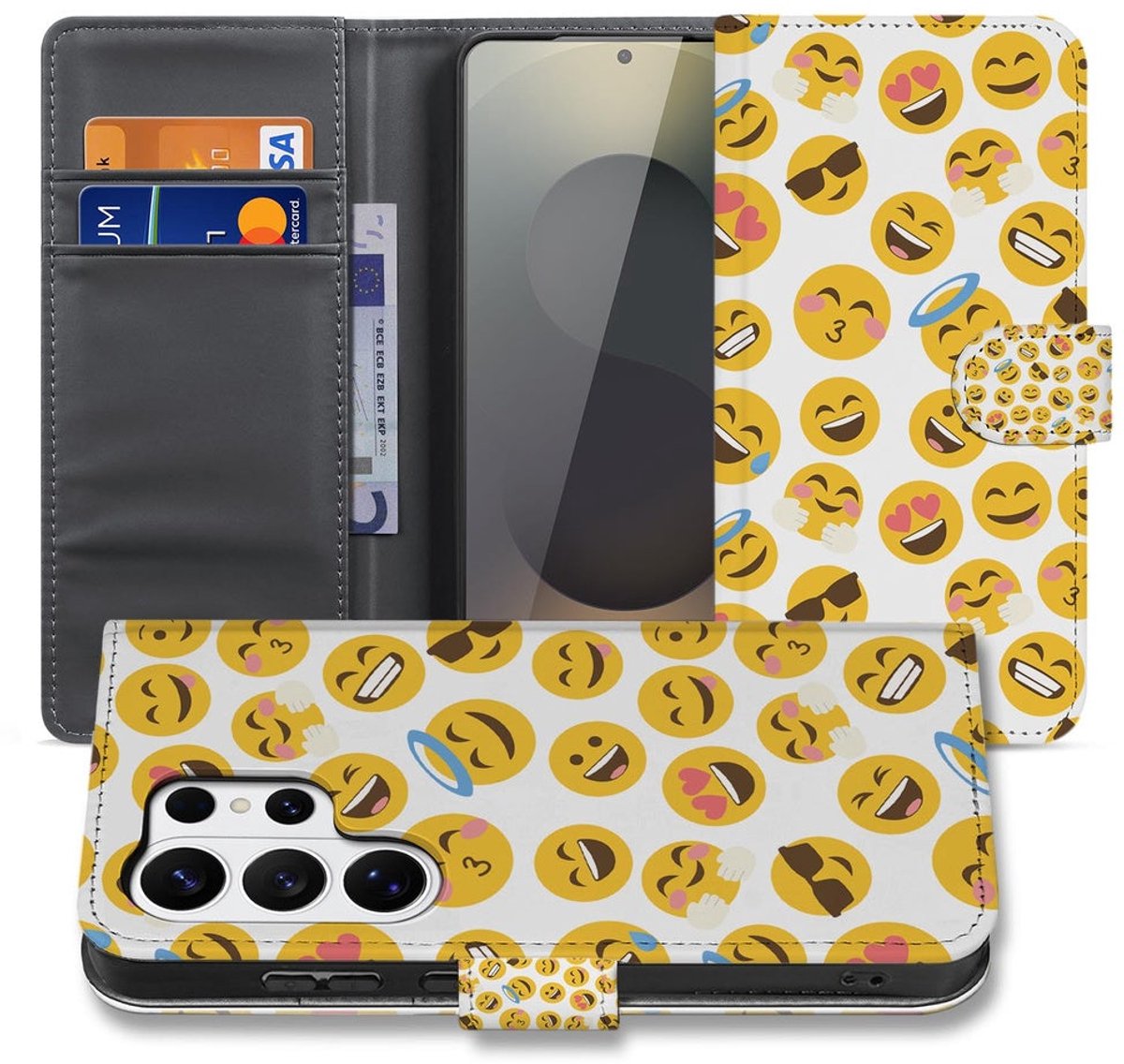 Book Case Samsung Galaxy S26 Ultra Meerkleurig Emoji met Pasjeshouder