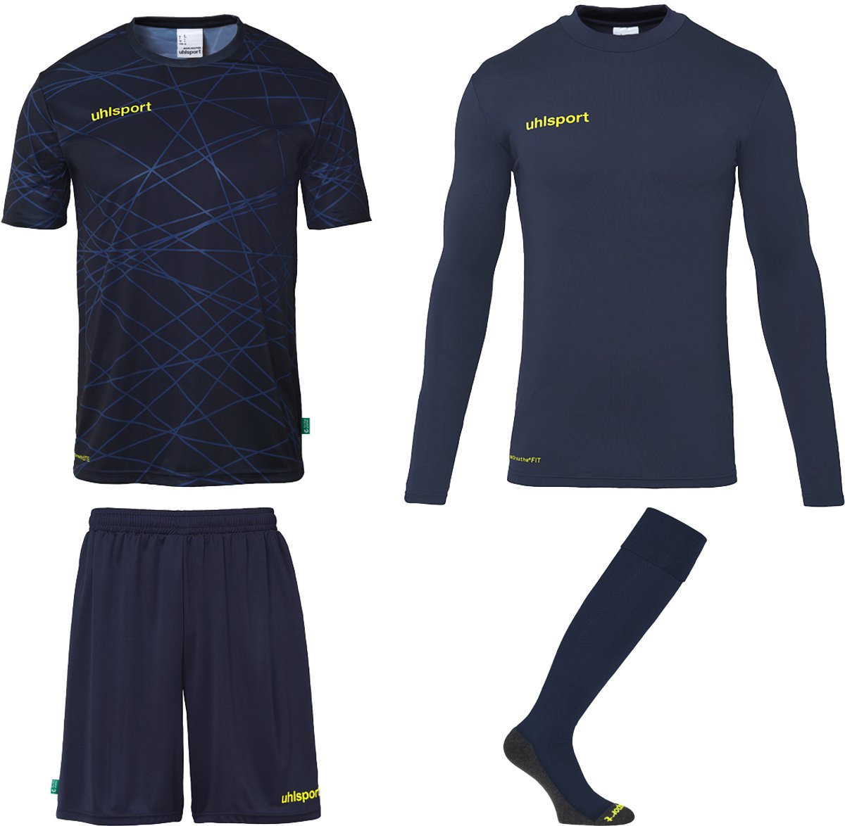 Uhlsport Prediction Bundle Keeperset Heren - Marine / Fluogeel | Maat: L