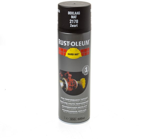 Rust-Oleum Hard Hat spuitbus, Deklaag Mat 2178 Zwart.