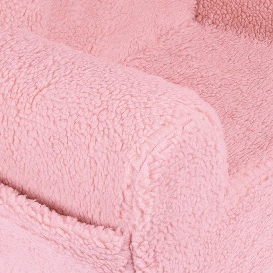 Flumi - Kinderfauteuil - Bouclé kinderstoel roze - Met oortjes - Gepersonaliseerd met naamgravure van Flumi — afbeelding 3