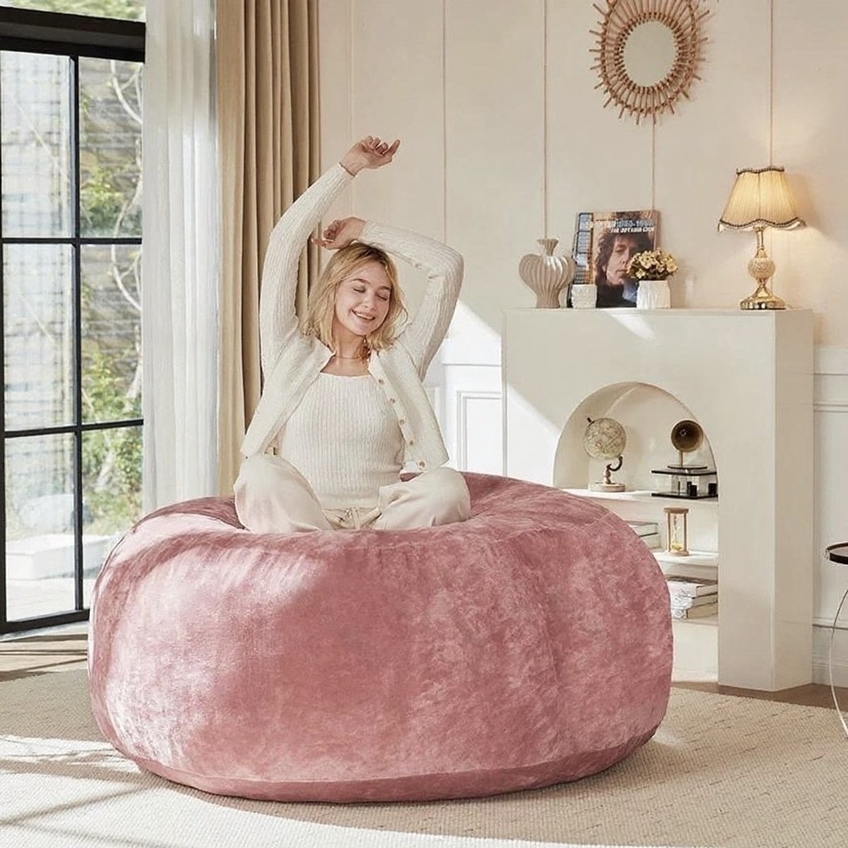 STILVORA Zitzak Sofa 6 Voet - Drukverlagende Ondersteuning - Loungezetel En Logeerbed - Spons - Roze