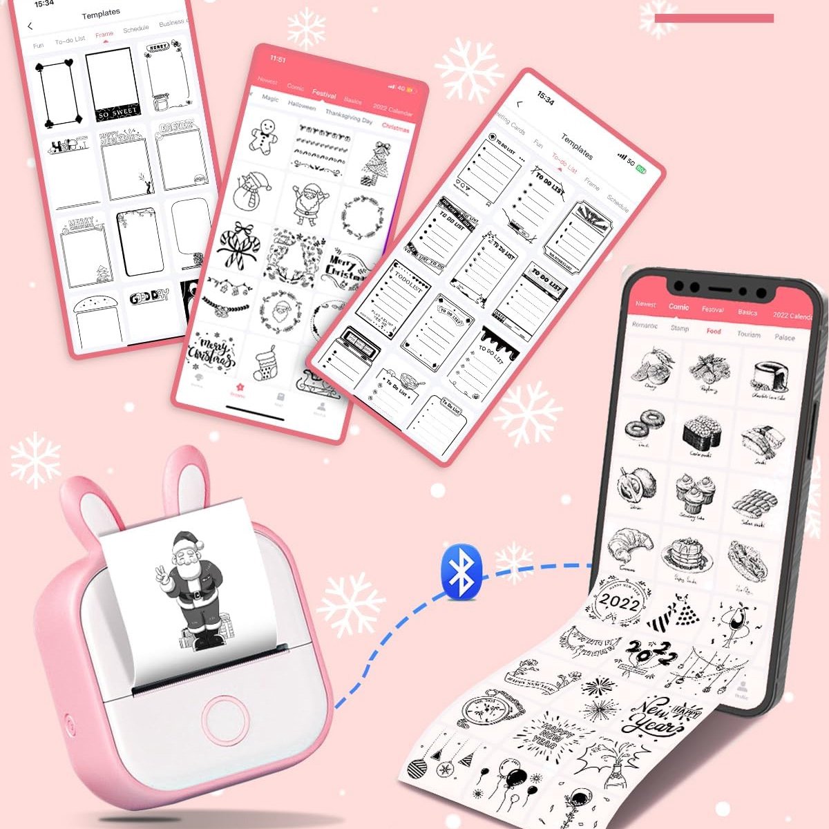 longziming - Roze Mini Labelprinter thumbnail 2