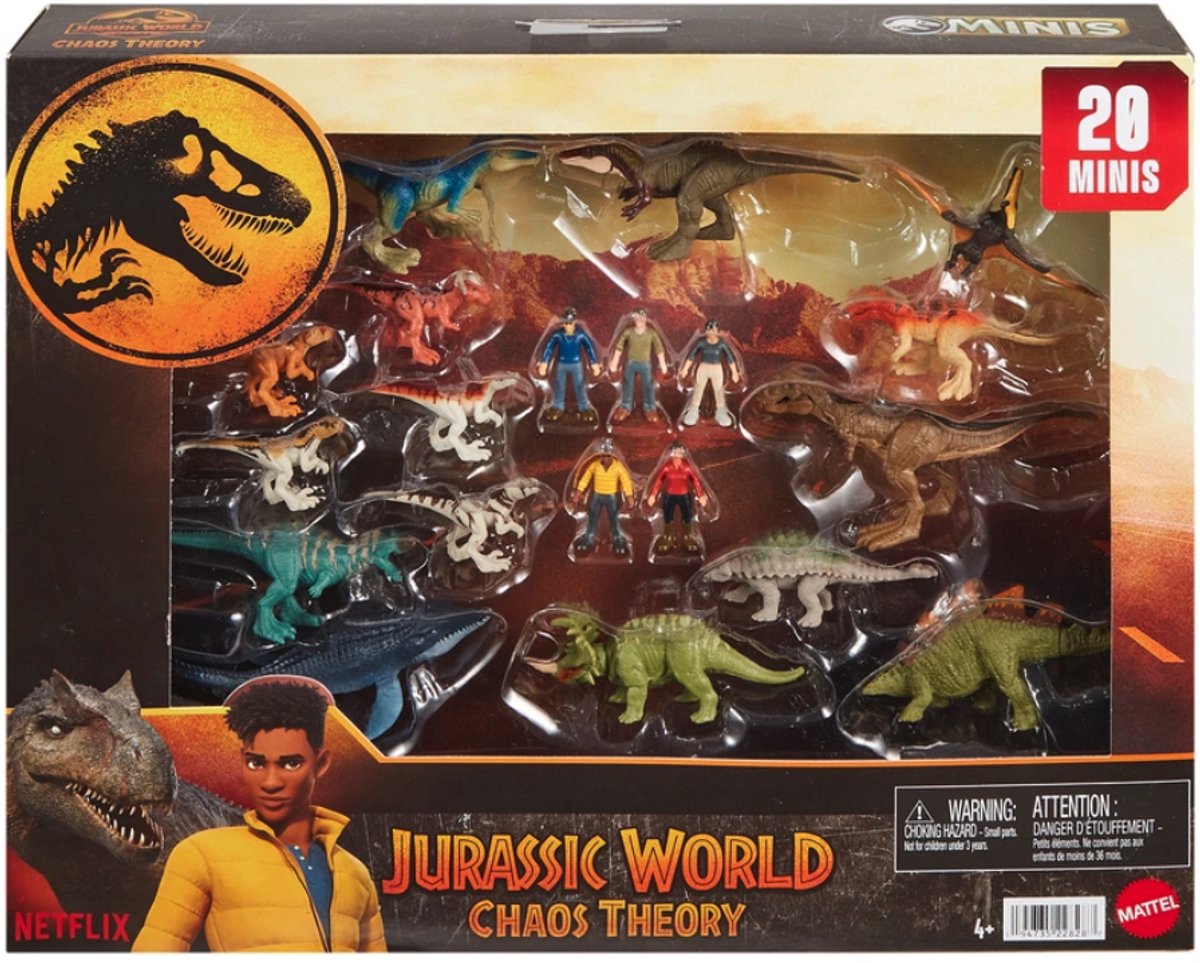 Mattel - Jurassic World - Chaos Theory - Mini Speelfigurenset - 20 Speelfiguren - 15 Dinosaurussen - 5 Menselijke figuren - Dinosaurus Speelgoed - Dino - Rebirth - Dominion - Jurassic Park - Evolution 3