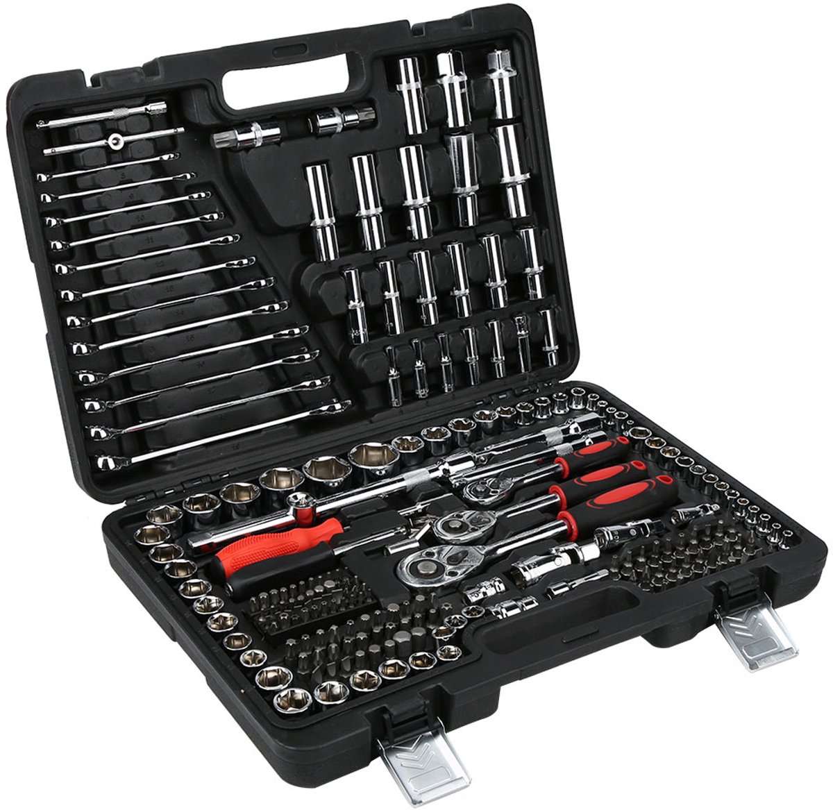 Ratel- & Steeksleutelset – 215-delig – 0,64 cm, 0,95 cm, 1,27 cm – Met Dopsleutels & Bitset – Voor Auto, Werkplaats & Thuisgebruik