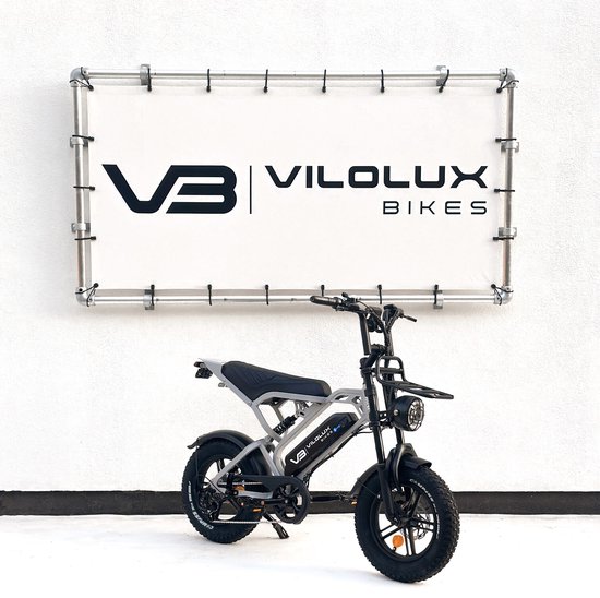 Elektrische Vilolux Fatbike V20 Mini 16″ Grijs, 250W, 40 km actieradius, hydraulische remmen, 7 versnellingen, legaal, rijklaar