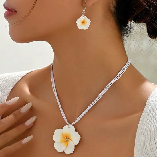 Bohemian Bloemen Sieradenset voor Dames - Boho Ketting en Oorbellen, Zomerse Bloemen Sieraden voor Strand en Feest - Rood van Jewelora — afbeelding 3