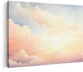 Artaza Canvas Schilderij Zonsondergang - 120x80 cm - Wanddecoratie Pastel Wolken - Muurdecoratie Natuur - Schilderijen Landschap Woonkamer