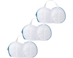 Lingerie Wasnet - 3 Stuks - BH Waszakje - Waszakken - Polyester - Waszak Wasmachine - Lingerie - Wasmachine Zakjes - Wasnetjes - Met Rits - 34×20cm - Wit