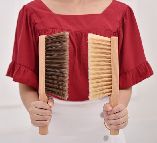 Bedborstel met ronde steel - Houten stofborstel - Huishoudelijke tapijtreinigingsborstel - 29,8*9 cm - Beige - 1 stuk van Vero Mano — afbeelding 3