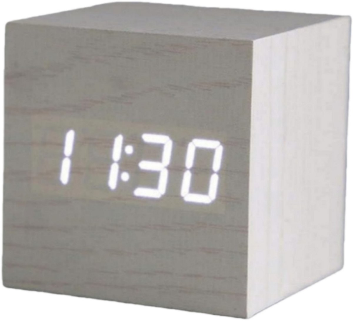 longziming -Houten Kubusklok Met LED-Display - 12/24 Uurs Modus - Dubbele Voeding - Voor Thuis En Kantoor