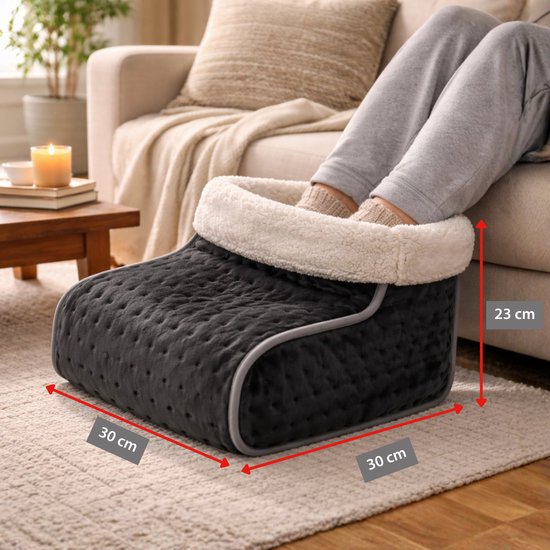 alpina Voetenwarmer – Elektrische Voetverwarmer met 3 Warmtestanden – Voetenwarmers Volwassenen – Pantoffel Voetverwarmer – Voor Voetverzorging – Voetenwarmer Electrisch – Voetwarmer - Grijs