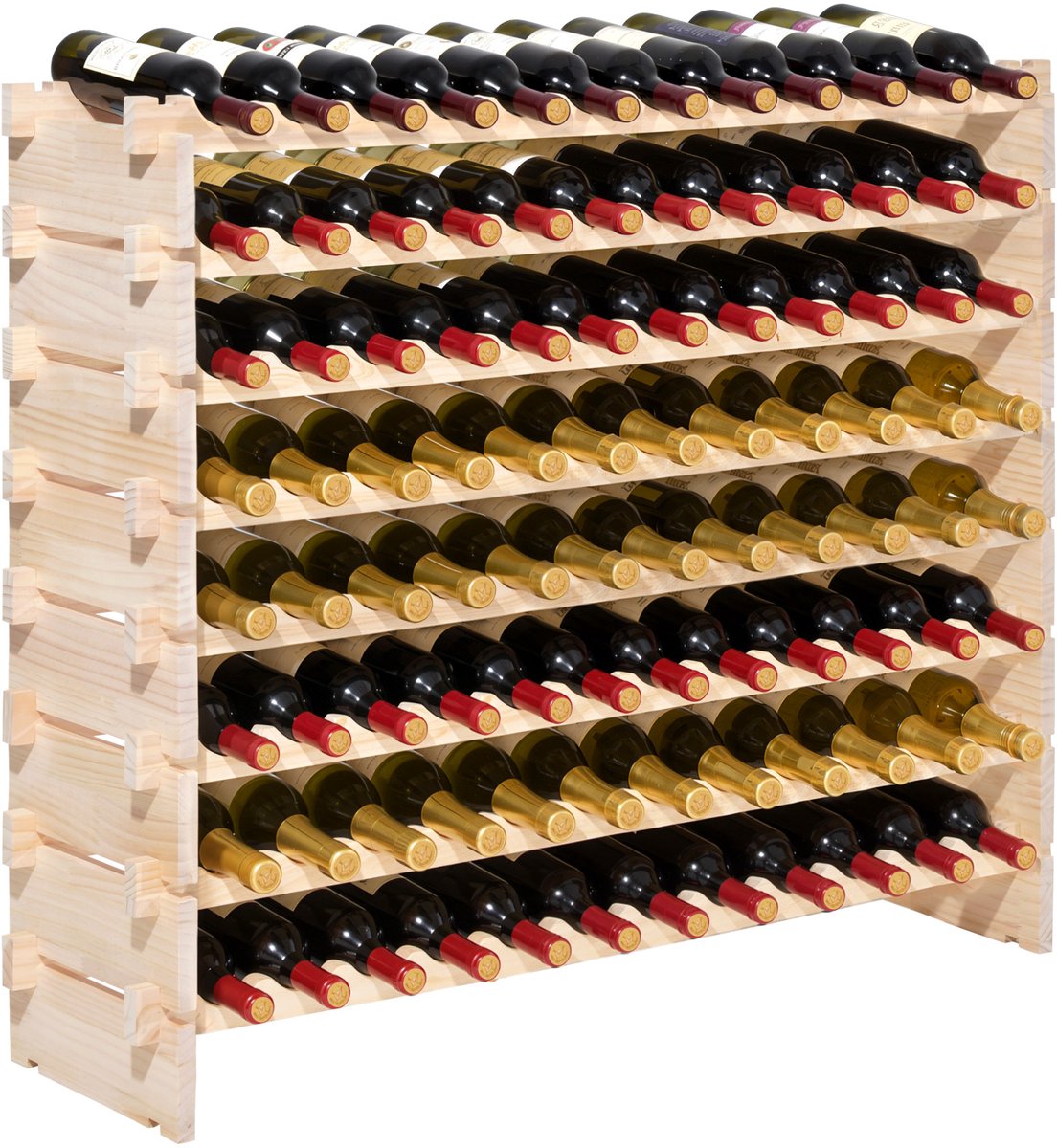 VEVOR Stapelbaar Modulair Wijnrek voor 96 Flessen, 8 lagen, flessenrek met een totaal draagvermogen van 112 kg, stabiel, wijnflessenstandaard voor keuken, wijnkelder, bar, houder voor natuurwijnen — cadeau in Cadeau-ideeën - foto 6