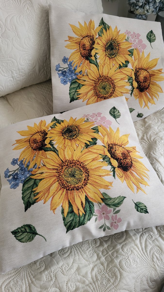 Kussenhoes Luxe Gobelinstof Big Sunflowers met rits 45*45cm