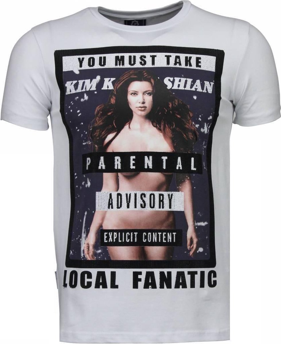 Kim Kardashian - Rhinestone T-shirt - Wit - Local Fanatic