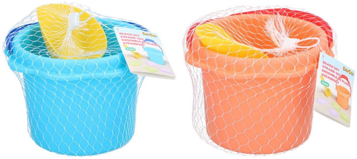 Eddy Toys Strandspeelgoed - Zandspeelgoed met Emmer, Schep en Zandvormpjes - Vanaf 18 Maanden