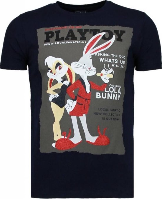 Playtoy Bunny - Rhinestone T-shirt - Navy