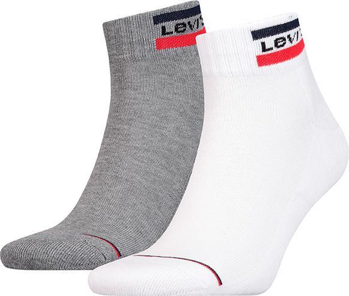 Levi’s Heren 2-Pack Mid Cut Sport Logo Sokken Wit