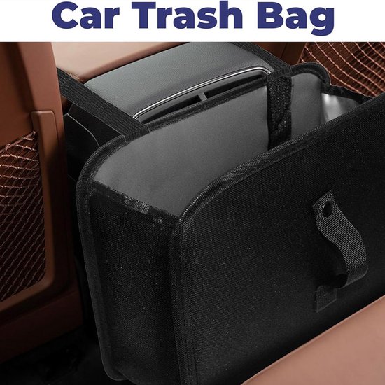 Autoprullenbakken - Opvouwbare prullenbakken - Opvouwbare, draagbare, multifunctionele autoprullenbak - Opvouwbare hangende prullenzakken - Zwart - Lekvrije prullenzakken - Essentiële auto-accessoires - Geschikt voor autostoelen — afbeelding 3