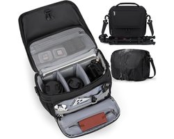 Anti-Diefstal Fotocamera Tas Schouder - Waterdichte Polyester DSLR Tas met Gewatteerde Compartimenten voor Reis en Dagelijks Gebruik - Breed Compatibel met Spiegelreflexcamera's en Objectieven - Geschikt voor Vakantie en Fotografie Uitstapjes