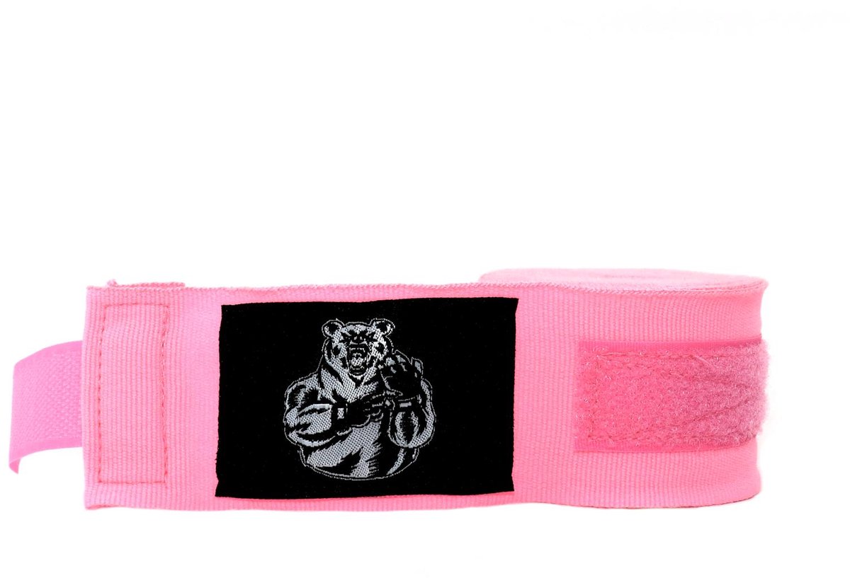 ORCQ Bear boxing handwraps - Boks Wraps - Boksbandages - Kickboks bandage - Paar - 450cm Roze/Pink
