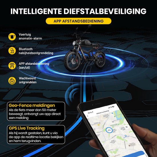Elektrische Fiets DUOTTS F20 - 1296 Wh / 27 Ah Accu - 140 km Bereik - 250W Motor - 20*4.0 Inch Banden - Shimano 7 Versnellingen - Hydraulische Schijfremmen - Aluminium Frame - Elektrische Stadsfiets - zwart — afbeelding 5