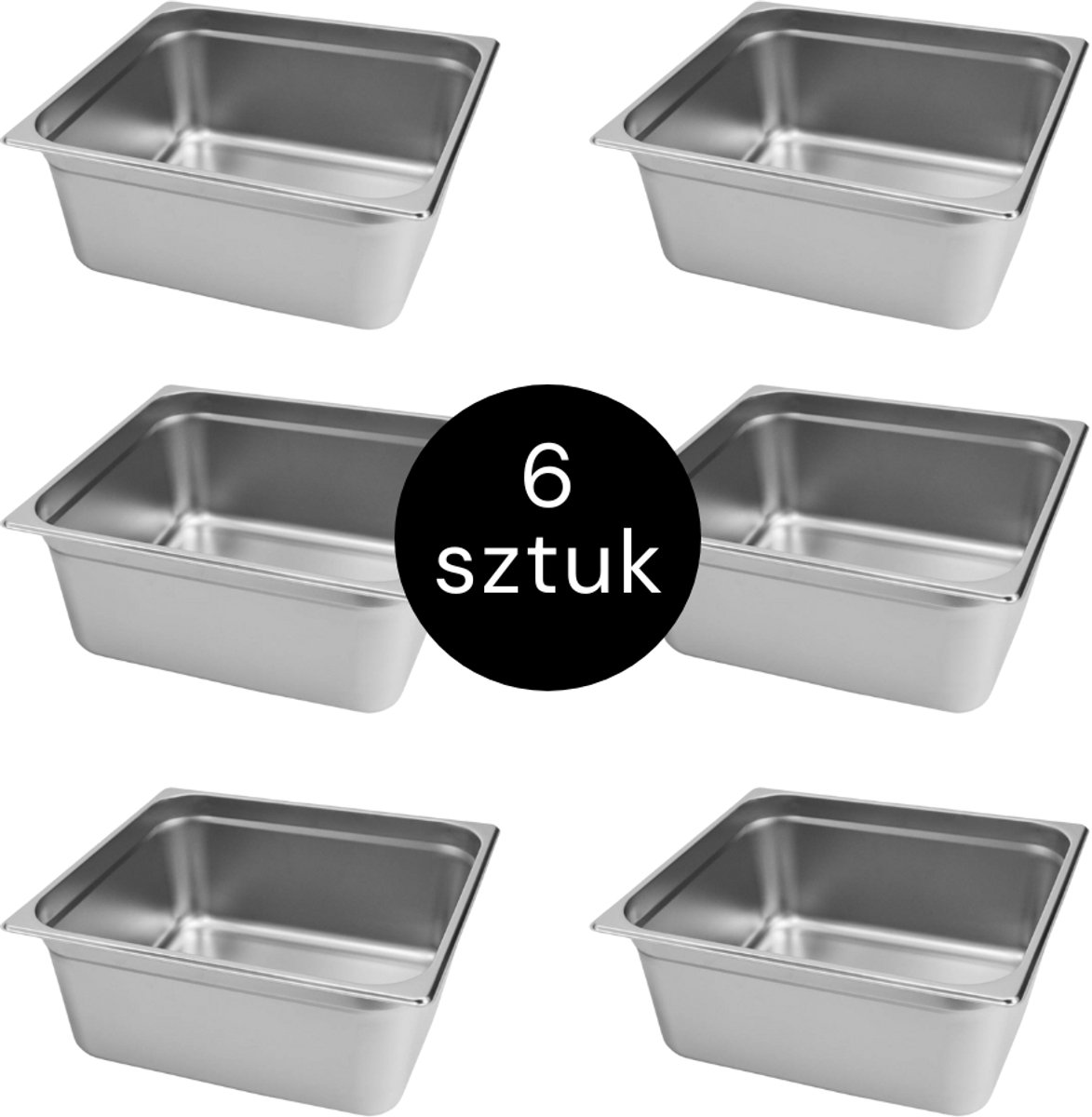 MEGA-M Gastronorm - GN 2/3 Set van 6 stuks - 353x325x150 mm - Roestvrij Staal