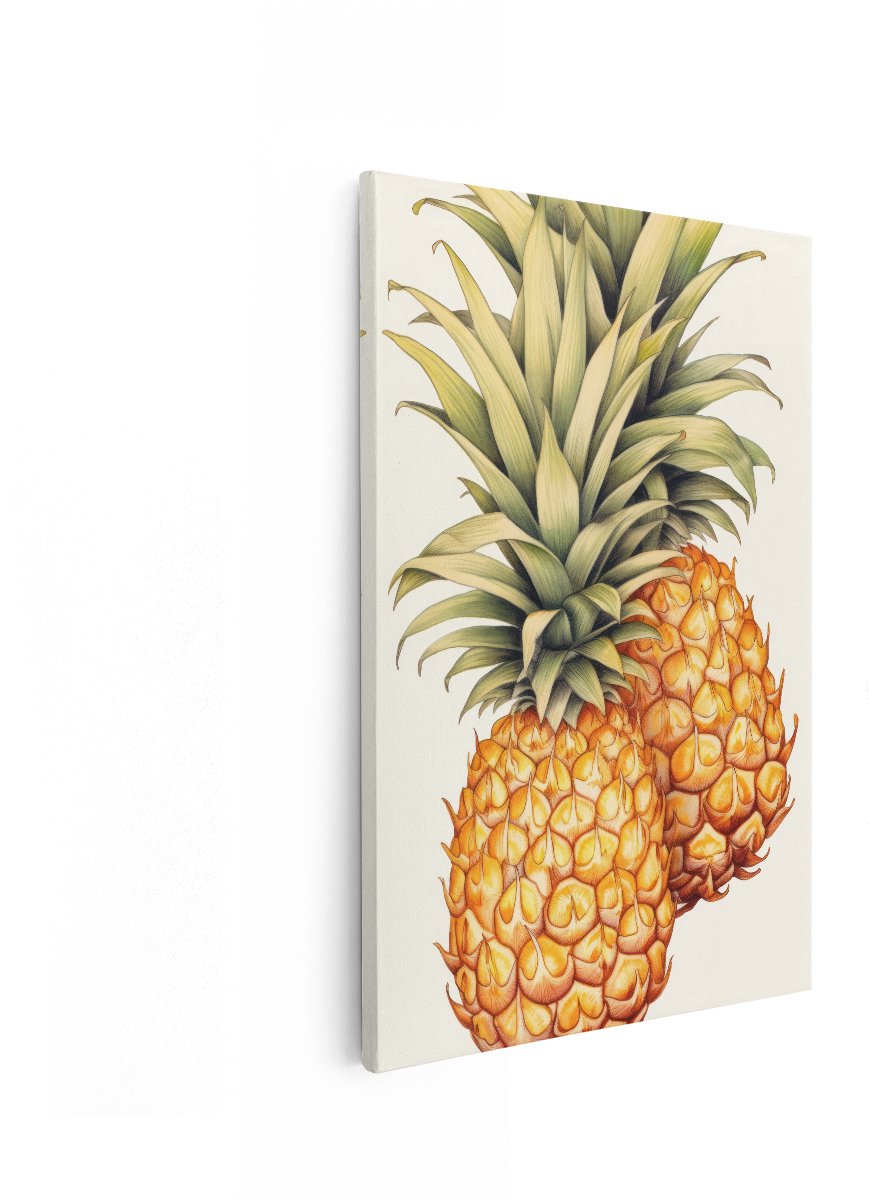 Artaza Canvas Schilderij Ananas Illustratie - 20x30 cm - Boho Wanddecoratie Fruit - Muurdecoratie Jungle - Schilderijen Op Canvas Botanisch