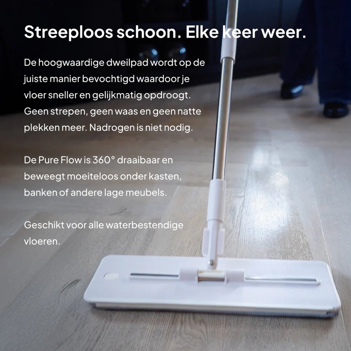 FRM Pure Flow - Dweilsysteem - Vloerreiniger - Altijd schoon water - Nooit meer dweilen met vies water - Zwart thumbnail 3