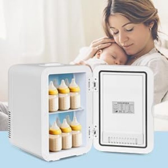 Aurixi® Skincare Fridge - Mini Koelkast 8 Liter - Met Spiegel en Verlichting - Mini Fridge - Make up Koelkast 12v - Skincare Organizer - Skincare Koelkast - Small Fridge - Cosmetica - Wit - 26cm x 21cm x 30cm — afbeelding 3