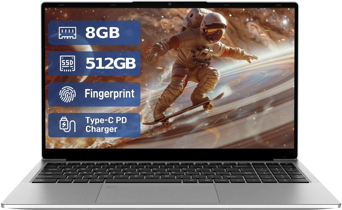 Laptop 15,6 inch, 16 GB DDR4, 512 GB SSD, Dual-Core 3050E (tot 2,80 GHz), notebook met vingerafdruksensor, verlicht toetsenbord, dubbele luidsprekers, HDMI, laptop voor studenten en kantoor