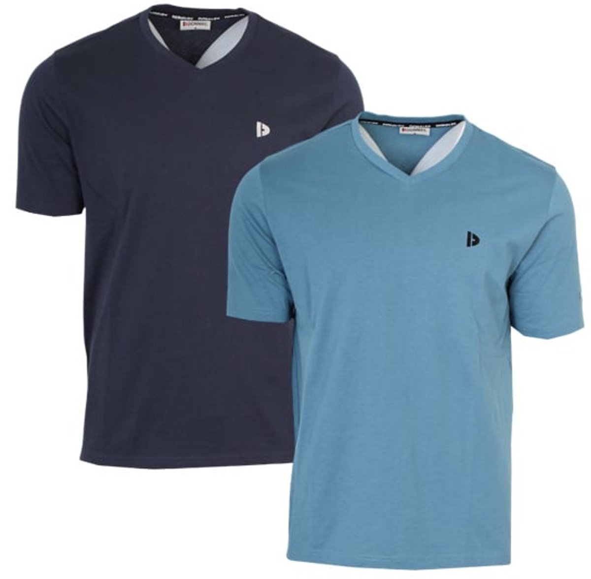 2-Pack Donnay - T-shirt (Berno) - Sportshirt - V-hals shirt - Heren - Navy/Light Denim blue (787) - maat S