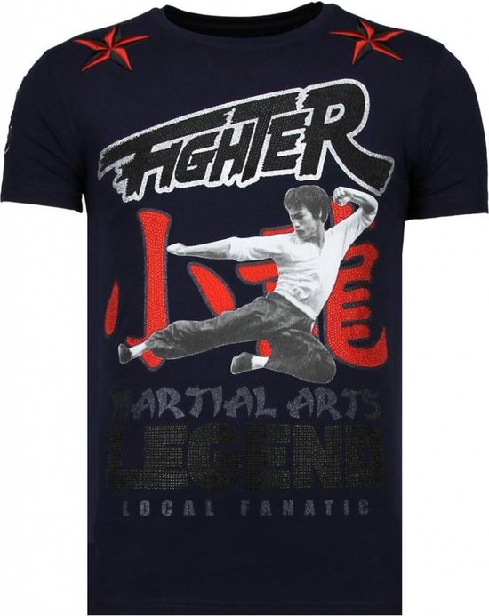 Local Fanatic Fighter Legend - T-shirt strass - Navy Fighter Legend - T-shirt strass - T-shirt homme kaki Taille M