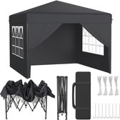 POP-UP Partytent Tuinpaviljoen 3x3 m – Inklapbaar Paviljoen met Zijwanden – UV- en Spatschermend – Inclusief Draagtas – Antraciet