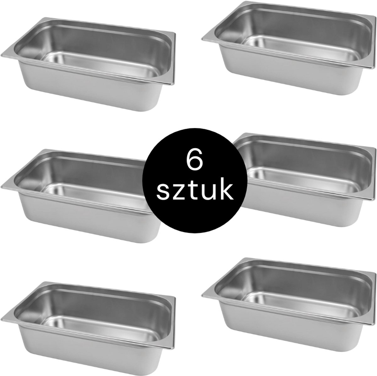MEGA-M Gastronorm - GN 1/1 Set van 6 stuks - 530x325x150 mm - Roestvrij Staal