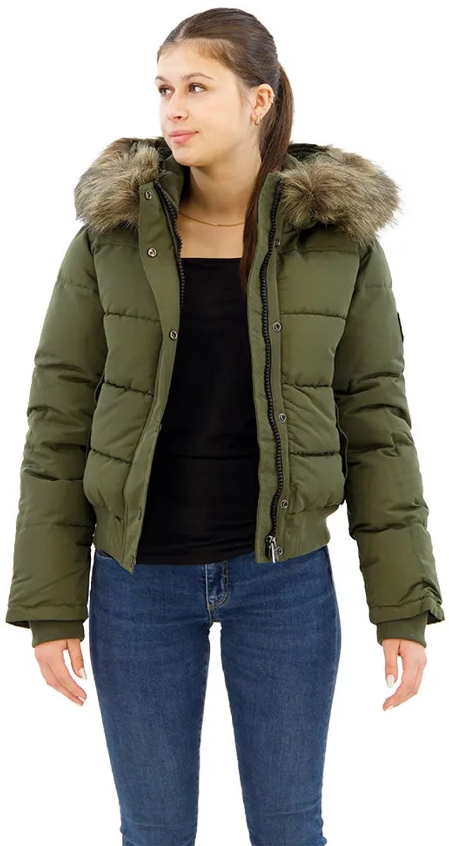 Superdry Everest-bomberjack met capuchon Dames Gewatteerde jassen Khaki
