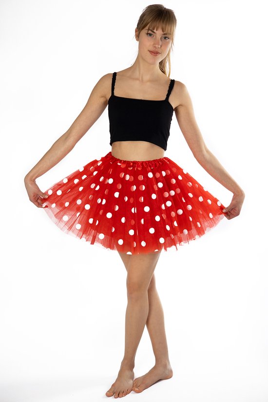 KIMU Tutu Polkadot Jupe en tulle rouge - Taille 68 74 80 86 92 98 - Rok jupon translucide Bébé tout-petit - Costume fille justaucorps Enfants