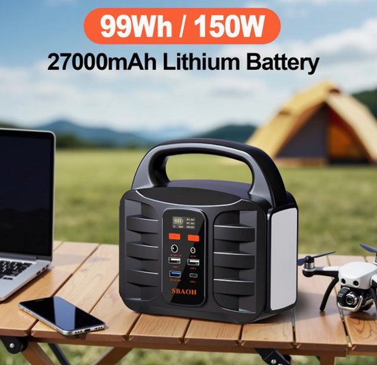 Station électrique Portable SBAOH 150W - 99Wh Avec Panneau Solaire - Batterie AC/USB