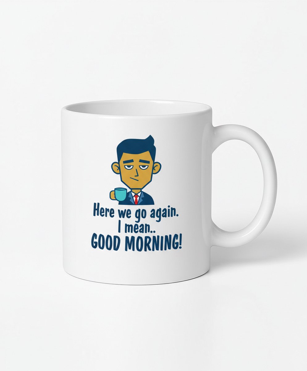 Hier Gaan We Weer! Grappige Koffiemok - Goedemorgen Mok