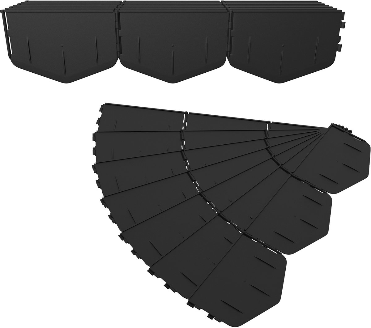 Aufun flexibele gazonrand – kunststof – hoogte 14 cm – onzichtbaar – eenvoudig te installeren – 4 meter (20 stuks) – zwart
