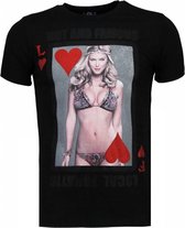 Hot & Famous Poker - Bar Refaeli Rhinestone T-shirt - Zwart