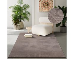 the carpet Rio – Modern & onderhoudsvriendelijk laagpolig vloerkleed met 3D-reliëf, zachte touch & antislip rug – geschikt voor woonkamer, slaapkamer of hal – beige, 80 x 150 cm