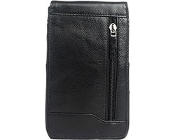 Heren Heuptas van Hoogwaardig Synthetisch Leer – Riemtas, Taille Tas en Telefoontas voor Werk, Reizen en Vrije Tijd - Zwart